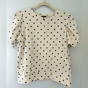 Who What Wear puff short sleeved polka dot blouse Size L